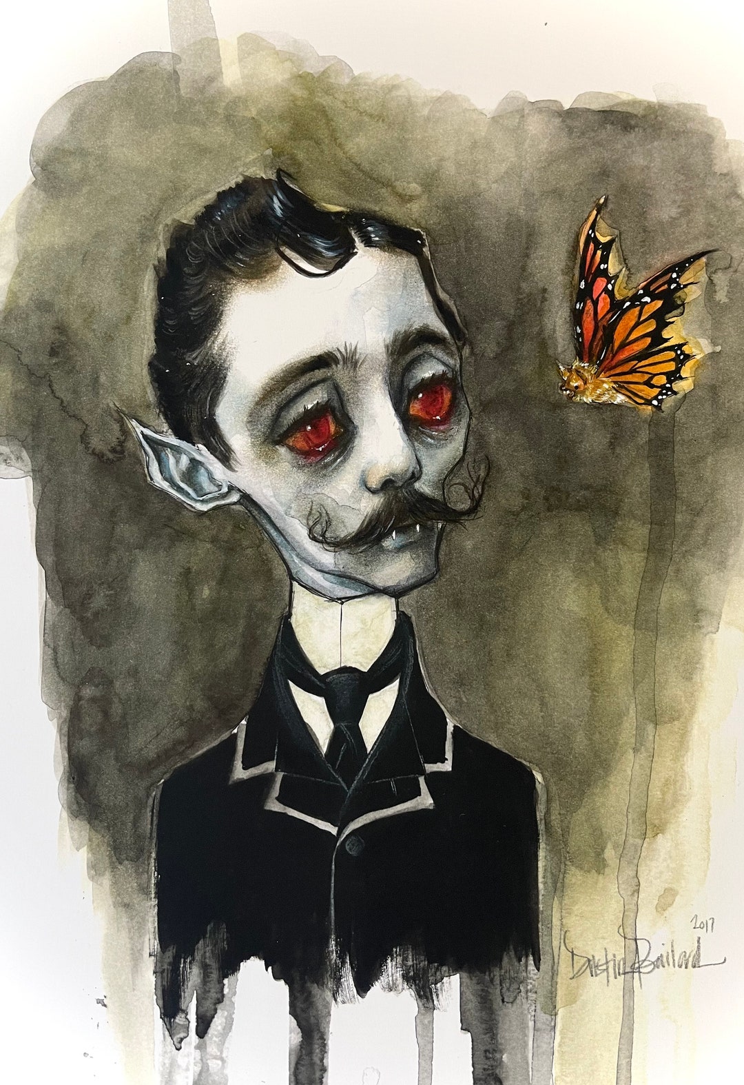 Edwin. Portrait of a Vampire 8.5x11” Print by Dustin Bailard. - Etsy