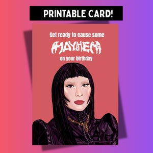 Lady Gaga Mayhem födelsedagskort - Digital nedladdning, utskrivbart kort