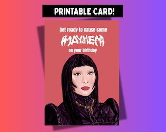 Tarjeta de cumpleaños de Lady Gaga Mayhem - Descarga digital, tarjeta imprimible
