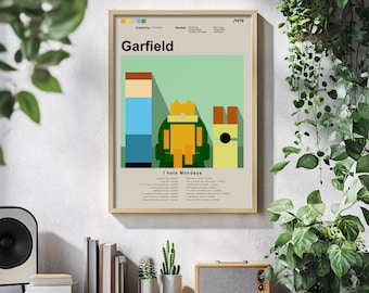 Garfield Serien Poster -lustige Wanddekoration Geschenk für Nostalgie Filmfans und Faule Lasagne Freunde - Jon & Garfield Artwork