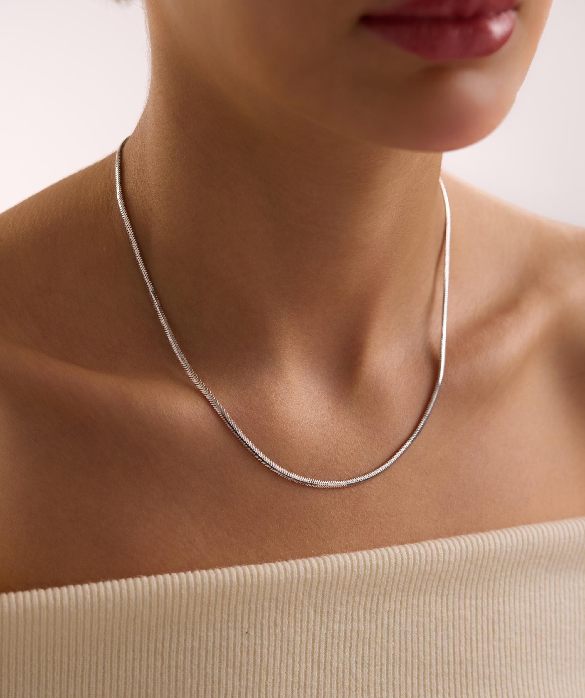 Snake Chain Necklace: Minimalist Sterling Silver (adjustable