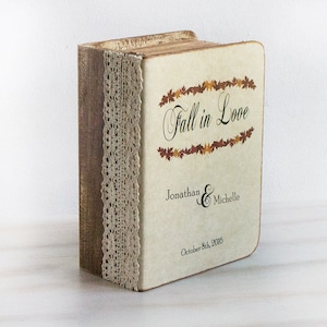 Boîte/porte-cartes de mariage d'automne Boîte de cadeaux d'automne Boîte à souvenirs en bois Coffre en bois Boîte à conseils personnalisée Petite boîte à cartes rustique Boîte à souvenirs