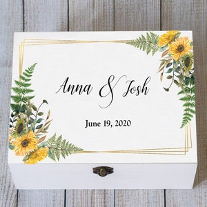 Scatola ricordo matrimonio personalizzata, scatola ricordo matrimonio, scatola biglietti girasoli, scatola biglietti matrimonio, scatola matrimonio, porta biglietti matrimonio