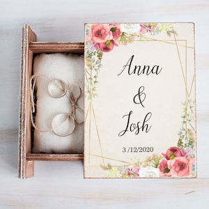 Personalized ring box, Floral wedding box, Ring Bearer Box, Wedding ring box, Eucalyptus wedding box, Proposal box, Ring Holder, Book box