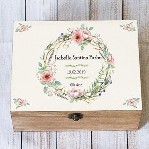 Personalisierte neue Baby Andenken, Erinnerungsbox, Benutzerdefinierte Baby-Geschenk-Box, Baby-Truhe aus Holz, Baby-Dusche-Geschenk, Baby-Andenken-Box, Taufe Geschenk