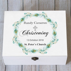 Personalized Christening Keepsake Memory Box - Custom Baptism Gift - New Christening baby boy Gift Baby Keepsake Box - Blessing Ceremony