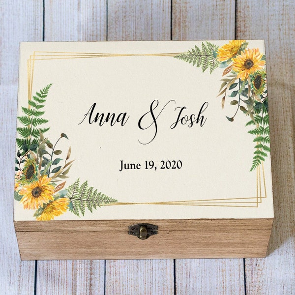 Wedding Box, Sunflowers Keepsake Box, Personalized Wedding Memory box, Wedding Card Box, Custom wedding box, Wedding Card Holder