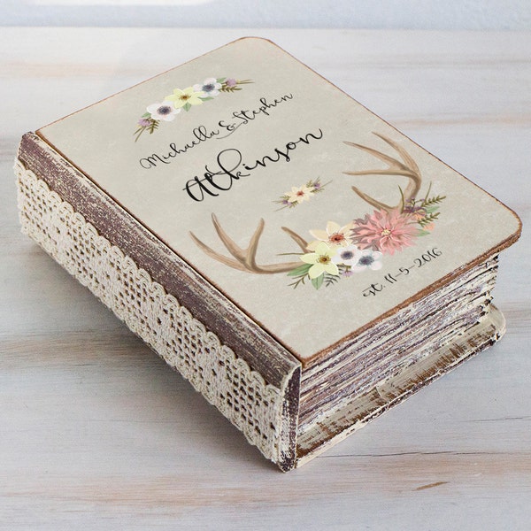 Boho Ring Box, Wedding ring box, Rustic ring bearer box Personalized wedding box Woodland weddings Jewelry Box Floral wedding Еngagement box