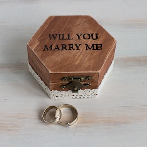 Will You Marry Me Engagement Ring Box Proposal Ring Box Wedding Ring Bearer Box Engraved Wedding Box Wedding Ring Box Ring Holder Ring Box