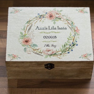 Personalised Baby Keepsake Box – Custom Wooden Memory Box, New Baby Shower Gift, Toddler Keepsake Chest, Christening or Baptism Gift