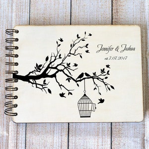 Personalized Wedding Guest Book with Birds – Custom Guestbook, Romantic Wedding Keepsake, Advice or Vow Book, Anniversary Gift Idea