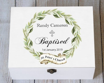 Personalized Baptism Keepsake Box: Custom Christening Memory Box