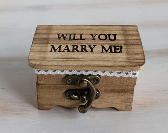 Engagement Ring Box Proposal Ring Box Will You Marry Me Wedding Ring Bearer Box Engraved Wedding Box Wedding Ring Box Ring Holder