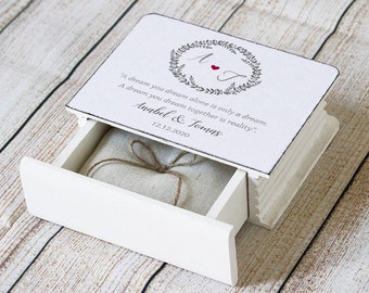 Personalized wedding ring box, Ring Bearer Box, White ring box, Book box, Engagement box, Ring Bearer Pillow, Ring Holder, Romantic Wedding