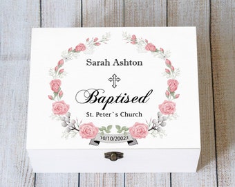 Personalized Christening Keepsake Box: Baptism Memory Box