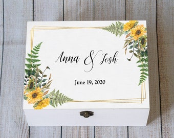 Personalized Wedding Keepsake Box, Wedding Memory box, Sunflowers Card Box, Wedding Card Box, Wedding Box, Wedding Card Holder