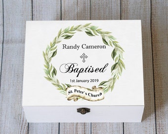 Personalized Baptism Keepsake Box: Christening Memory Box