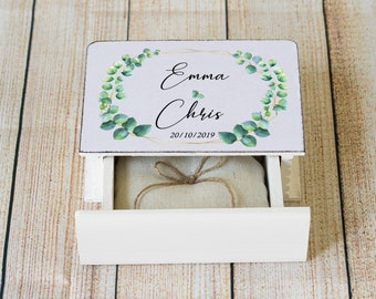 Eucalyptus wedding box, Personalized Ring Bearer Box, Eucalyptus wedding, White wedding ring box, Proposal box, Ring Holder, Еngagement box