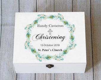 Personalized Christening Keepsake Box: Custom Baby Baptism Gift