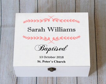 Personalized Baptism Keepsake Box: Shabby Chic Christening Gift