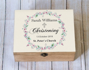 Christening baby girl gift, Personalized Christening Keepsake Memory Box, Baptism gift, Toddler Keepsake Box, Blessing Ceremony, Baptism box