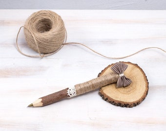 Wooden pen for wedding cerenomy, Personalised wedding pen, Wooden pen, Rustic tree branch pen, Rustic guest book pen, Woodland wedding