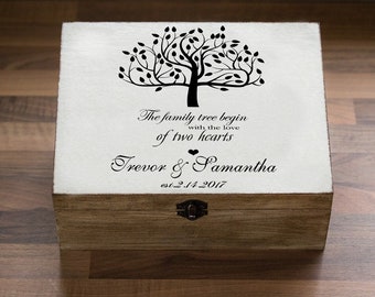 Personalized Tree of Life Wedding Keepsake Box: Custom Wooden Memory Box