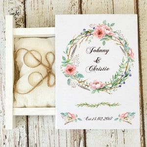 White ring bearer box, Personalized wedding box, Custom ring box, Floral Wedding Ring Box, Boho wedding, Spring wedding, Еngagement Box