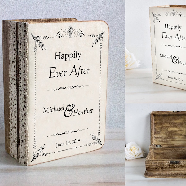 Personalized wedding Box, Wooden Keepsake Box, Memory box, Small Wedding Card Box, Book box, Gift For Couple, Wedding or Anniversary gift