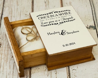 Rustic ring bearer box Personalized wedding box Custom ring box Wedding Ring Box Engagement box Ring Bearer Pillow Romantic Wedding Holder
