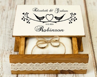 Wedding ring box, Wedding box Personalized ring bearer box Custom ring box Rustic wedding box Birds ring box Ring holder Engagement Ring Box