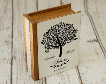 Wedding ring box, Tree of Life Wedding box, Personalized ring box, Rustic ring bearer box, Wedding box, Engagement box, Custom Book Box