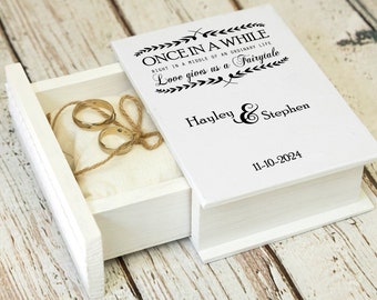 White ring box, Personalized wedding box, Custom ring bearer box Engagement ring box Wedding Ring Box Proposal box Wedding Ring Holder