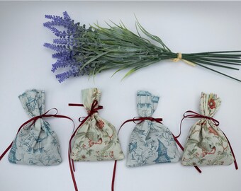 Set of 4 Lavender Sachets, French lavender linen bags, Sachets Aromatherapy, Zen Nature Life, Eco Friendly, Aromatherapy