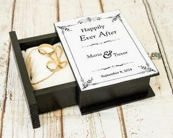 Personalized wedding  box, Black White ring bearer box, Custom wedding ring box, Wedding Ring Box, Ring holder Ring Pillow, Book box