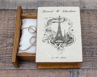 Paris wedding Box, Wedding Ring Box, Eiffel tower, Ring Bearer Box, Wedding book box, Еngagement box, French Wedding Eiffel Tower Memory Box