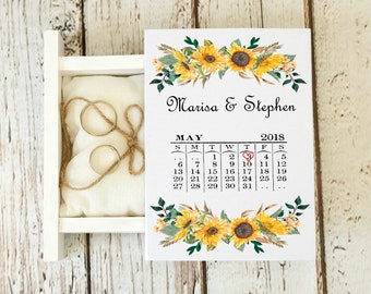 White Ring Box Sunflowers Wedding Box Wedding ring box Ring Bearer Box Save the date Еngagement box Proposal Box Ring Holder Custom Ring Box