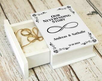 White ring box  Personalized wedding box Ring bearer box Custom Wedding Ring Box Engagement box Proposal box Wedding Ring Holder Book box