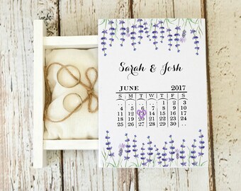 Lavender wedding ring box, Save the Date ring box, Personalized ring bearer box, White Wedding box, Custom Proposal ring box, Ring holder