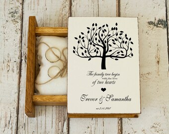 Custom ring box, Personalized Wedding ring box Rustic ring bearer box Tree of Life Wedding box Ring pillow Wooden Wedding box Engagement Box