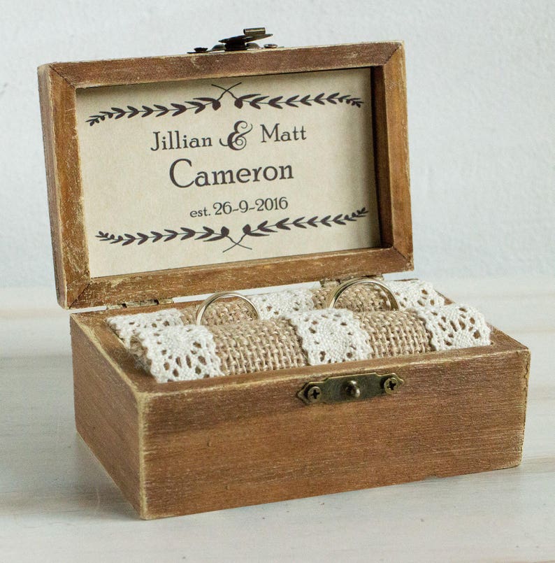 Wedding Ring Box Personalized Wedding Box Custom Ring Bearer Box Save the Date Calendar ring box Wedding Holder Keepsake Box image 3