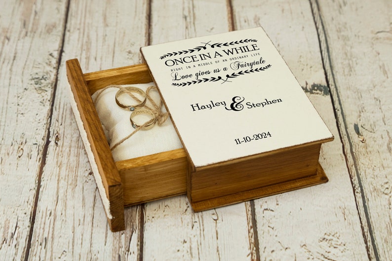 Ring bearer box, Personalized wedding box, Custom ring box, Wedding Ring Box, Engagement box, Ring Bearer Pillow, Ring book box, Ring Holder image 2