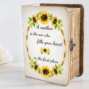 Custom quote For Mom, Memory box from mother to daughter, Mother's Day gift box, keepsake box, Wooden Book Box, Christmas or Birthday gift image 2