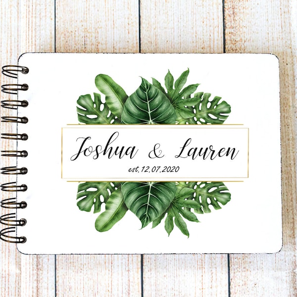 Palm Leaves Guestbook, Tropical Wedding Guest Books, Custom Guest Book, Greenery wedding guestbook, Advice Book, Vow Book, Anniversary