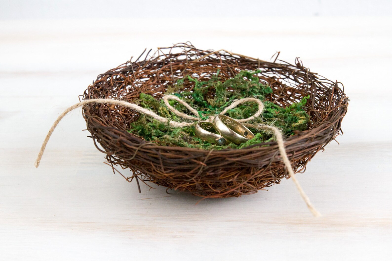 Wedding Ring Bearer Holder Bird Nest Box With Green Moss Etsy