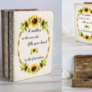 Custom quote For Mom, Memory box from mother to daughter, Mother's Day gift box, keepsake box, Wooden Book Box, Christmas or Birthday gift image 1
