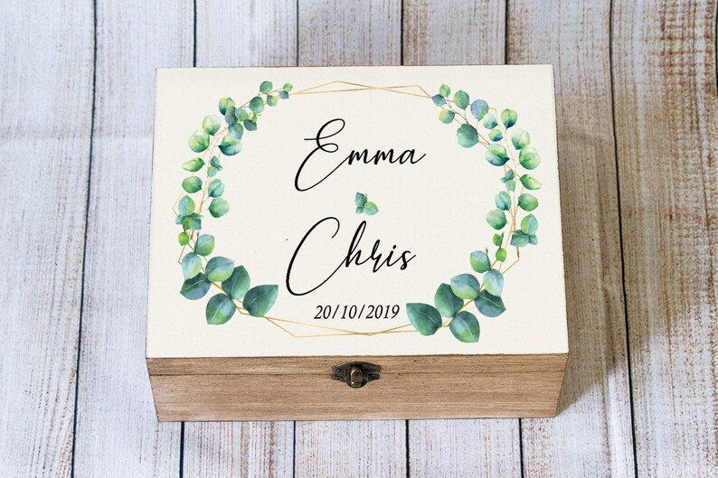 Greenery Wedding Card Box Personalized Keepsake Box Etsy