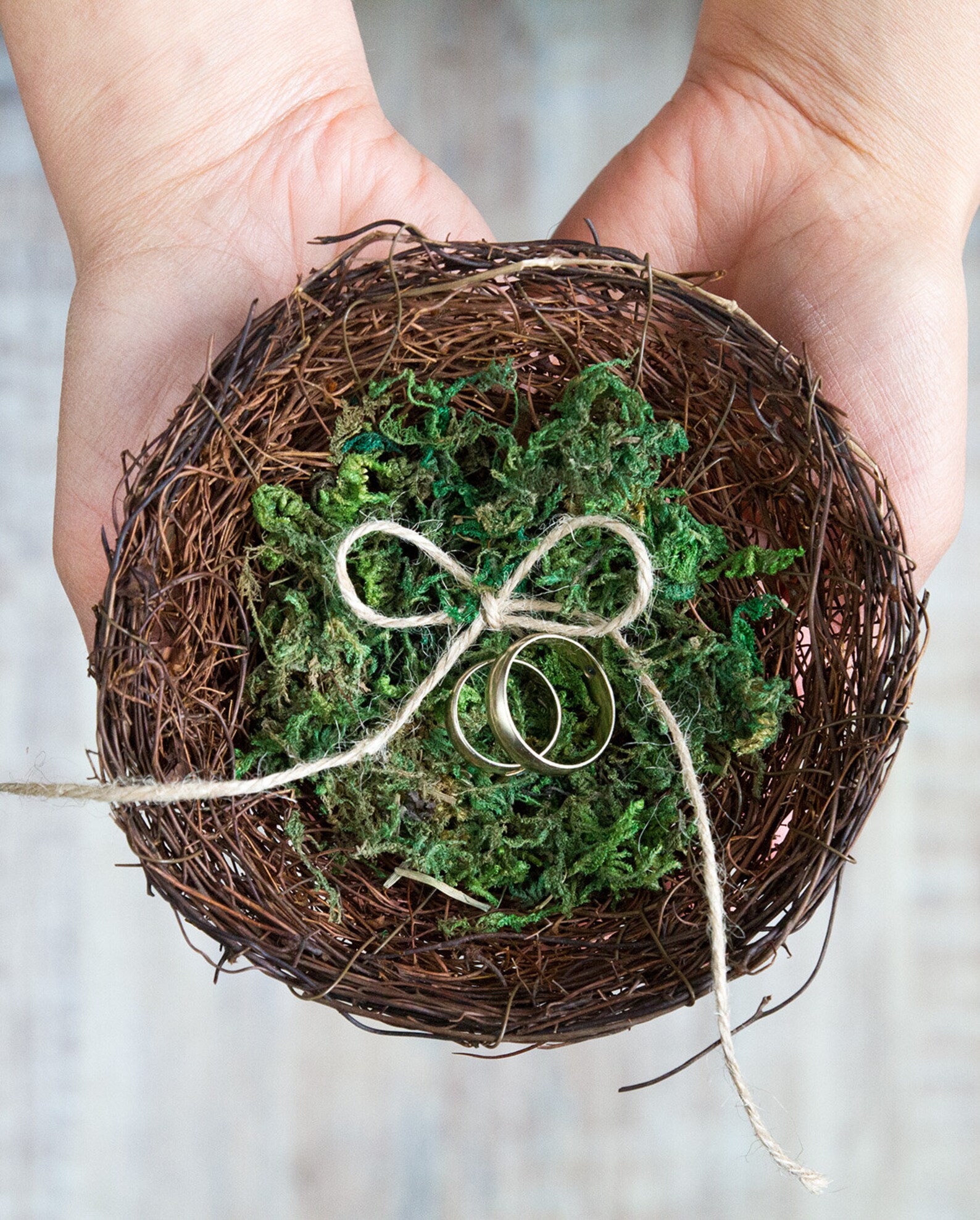 Wedding Ring Bearer Holder Bird Nest Box With Green Moss Etsy