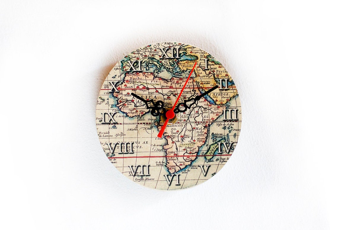 Africa Wooden Clock Clock Vintage Clock Little Etsy