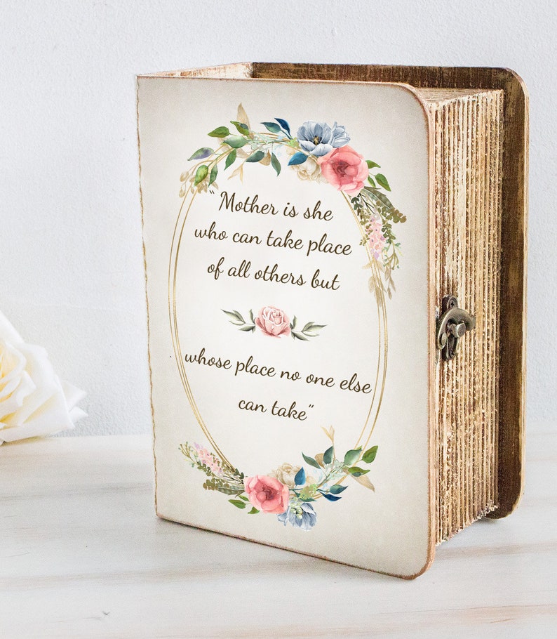 Mother's Day gift box, Gift for Mom, Custom quote Memory box, Wooden keepsake box, Wooden Book Box, Christmas or Birthday gift for Mom image 2